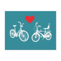 Two lovely vintage bikes find love postcards