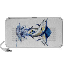 Two marlins twisted in fighting bliss travelling speaker