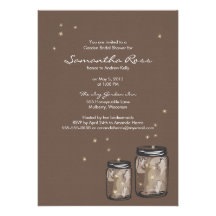 Two Mason Jars & Fireflies Bridal Shower Announcement