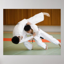 Two Men Competing in a Judo Match 2 Posters