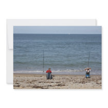 Two Men Fishing at the beach Invitation