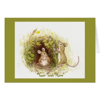 Two Mice in the Grass - children&#39;s illustration Greeting Cards