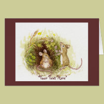 Two Mice in the Grass - children's illustration cards