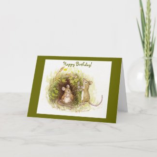 Two Mice in the Grass - Happy Birthday Greeting Cards