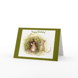 Two Mice in the Grass - Happy Birthday Greeting Cards