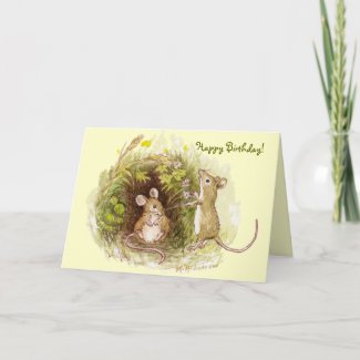 Two Mice in the Grass - Happy Birthday Card