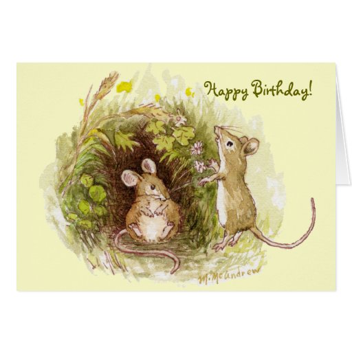 Two Mice in the Grass Happy Birthday Card Zazzle