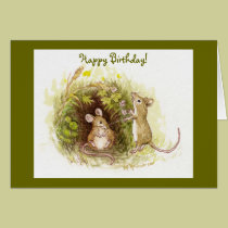 Two Mice in the Grass - Happy Birthday cards