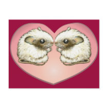 Two mice kissing postcards