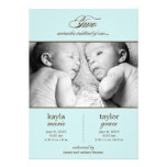 Two Miracles Twins Birth Announcement - Blue invitations