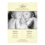 Two Miracles Twins Birth Announcement - Cream invitations