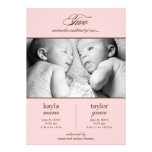 Two Miracles Twins Birth Announcement - Pink invitations