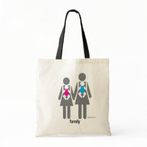 Two Moms, a Son, and a Daughter Tote Bags