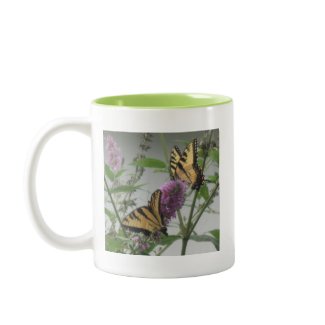 Two Monarchs &amp; Flower Coffee Mugs
