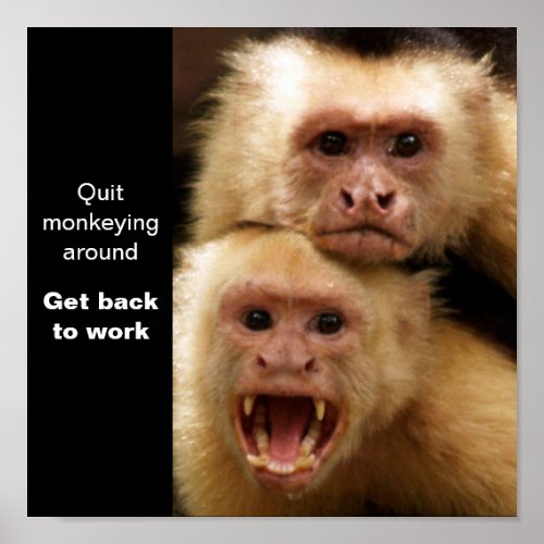 Two Monkeys Motivational Poster print