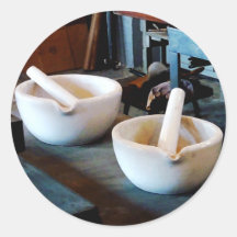 Two Mortars and Pestles in Lab Round Sticker