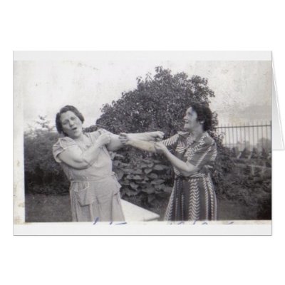 TWO MOTHERS FIGHTING GREETING CARDS by Eltinge