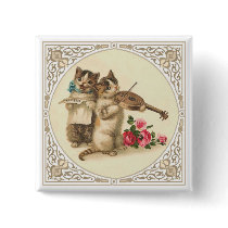 Two Musical Anthropomorphic Kittens Pin