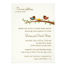 Two New Eggs Twins Baby Shower Invitation
