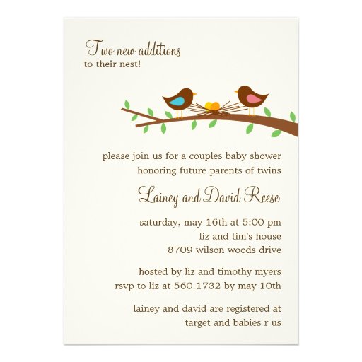 Two New Eggs Twins Baby Shower Invitation
