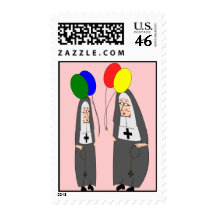 Two Nuns With Balloons Postage Stamps