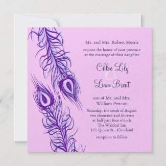 Two of a Kind Peacock Feathers zazzle_invitation