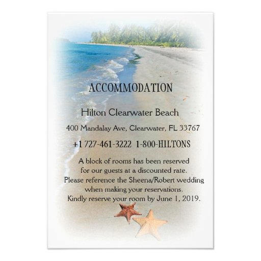 Two of Us | Beach Wedding Accommodation Directions Personalized Invites