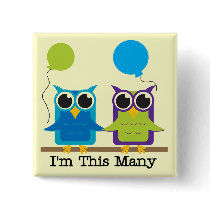 Two Owls I'm This Many Birthday Tshirts Pins