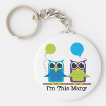 Two Owls I'm This Many Birthday Tshirts Keychain