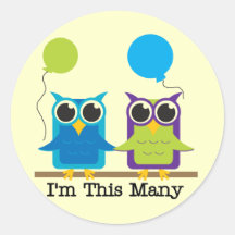 Two Owls I'm This Many Birthday Tshirts Stickers