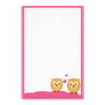Two Owls in Love Stationery Paper