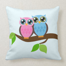 Two Owls Throw Pillows