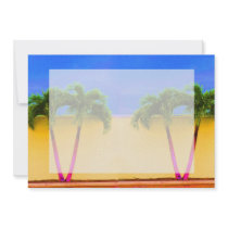 Two Palm Retro Trees Sky Yellow Personalized Invitation