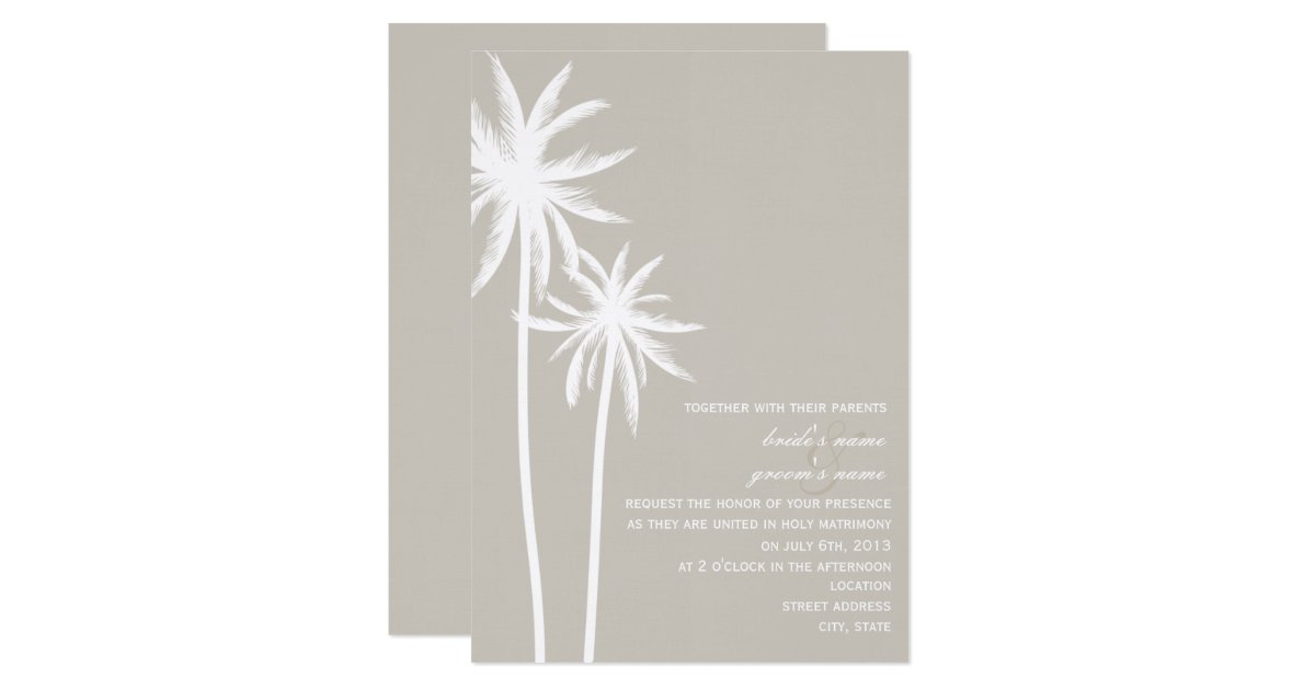 Two Palm Trees Wedding Invitation Zazzle