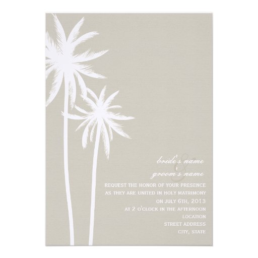 Two Palm Trees Wedding Invitation - Bride & Groom