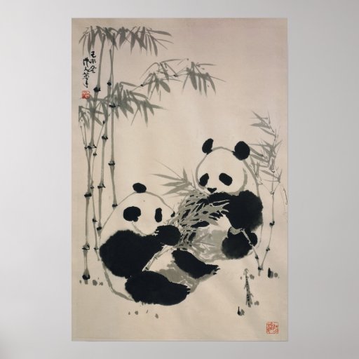 Two Pandas Poster