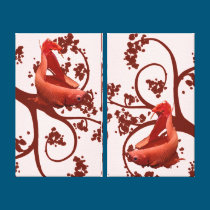 Two Panels with Two Red Betta Fighting Fish canvas prints