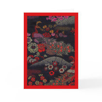 Two Peacocks on Silk Obi Fabric cards by catherinesherman Two Peacocks on Silk Obi Fabric cards