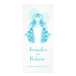 Two Peafowl teal wedding invitation