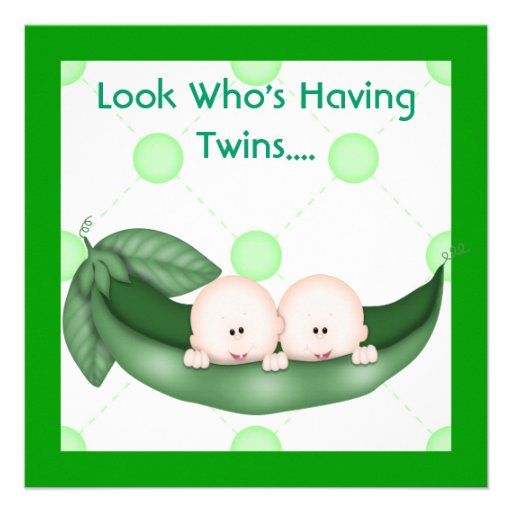 TWO PEAS IN A POD BABY SHOWER  INVITATION  GIRL OR