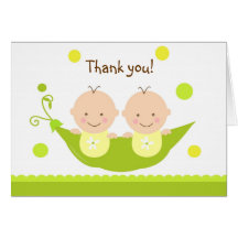 Two Peas in A Pod Baby Shower Thank you note card