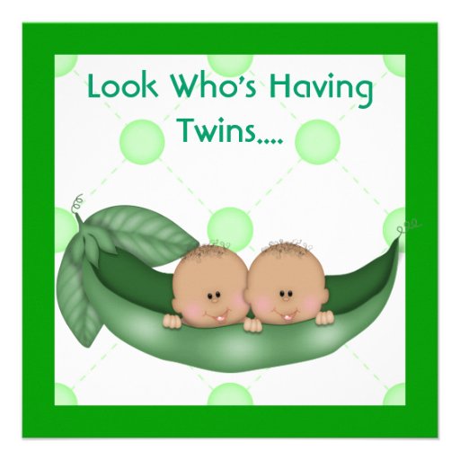 TWO PEAS IN A POD BABY SHOWER TWINS INVITATIONS (front side)