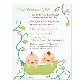 Two Peas in a Pod Twin Baby Shower Invitations