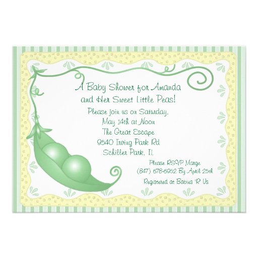 Two Peas in a Pod Twins Baby Shower Invitations