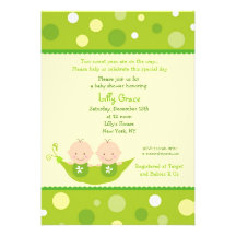 Two Peas In A Pod Twins Baby Shower Invitations