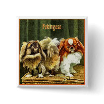 Two Pekingese Dogs buttons