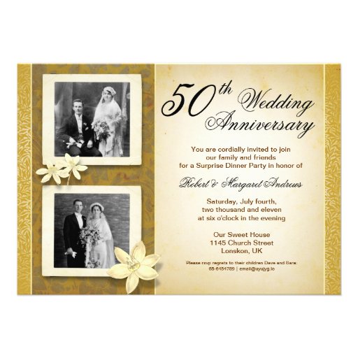 two photos wedding anniversary invitations (front side)