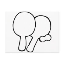 two ping-pong paddles icon postcards