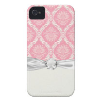 two pink and cream elegant damask case-mate iphone 4 cases