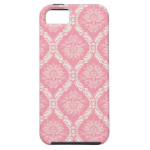 two pink and cream elegant damask iPhone 5 covers